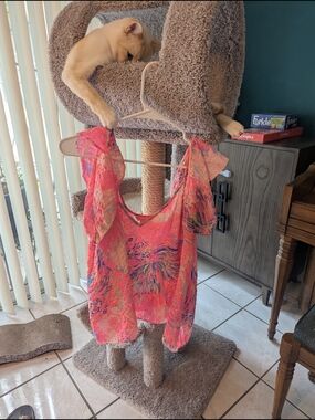 Lilly Pulitzer Pink Coral Mixed-Print Flutter-Sleeve Blouse